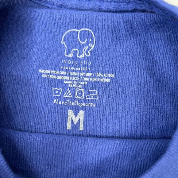 Ivory Ella Unisex Blue Long Sleeve T-Shirt with Camo Elephant Design Medium - Picture 3 of 6